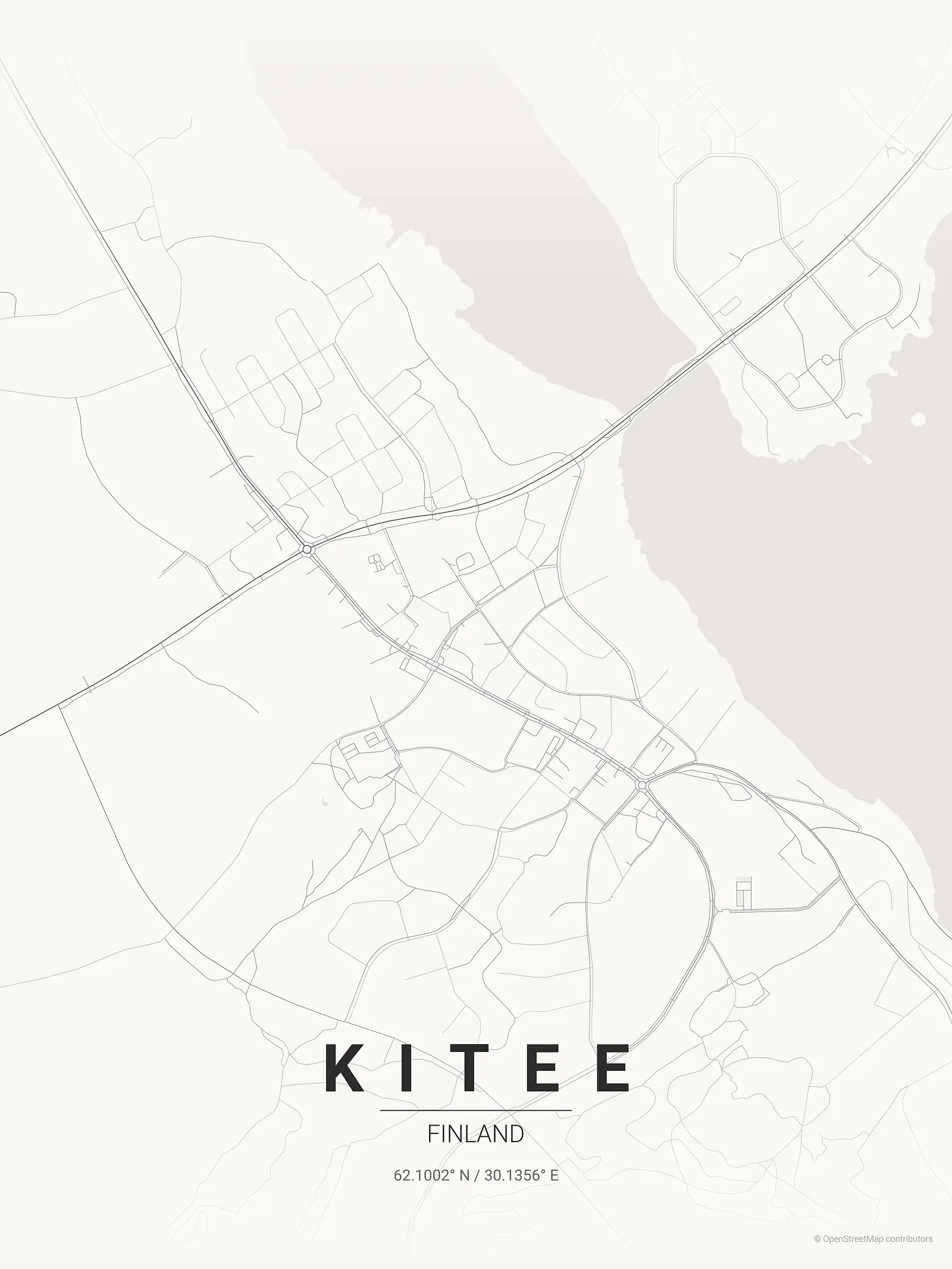 Stylized kaart poster of KITEE in Japanese ink style