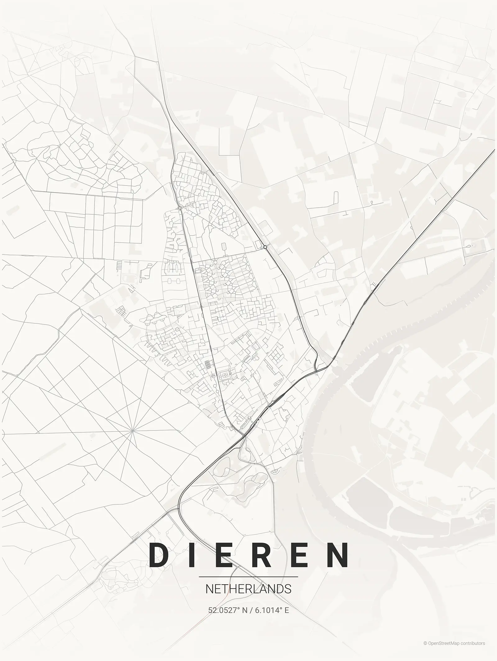 Stylized kaart poster of Dieren in Japanese ink style