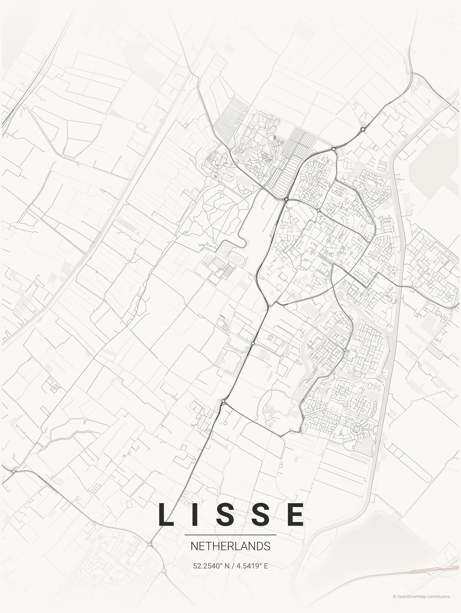 Stylized map poster of LISSE in Japanese ink style