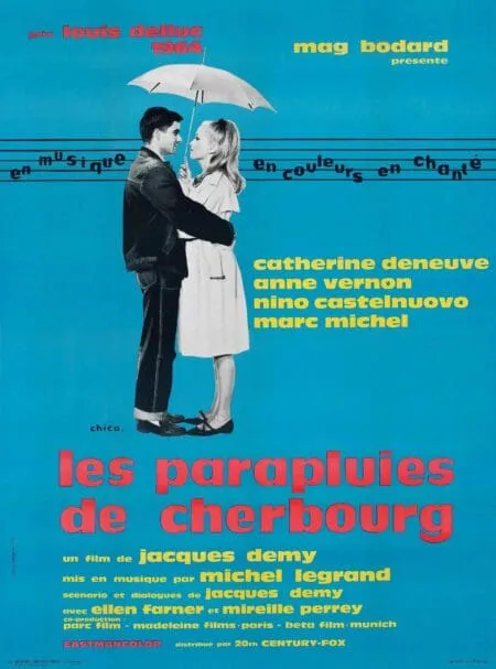 Official movie poster for Les Parapluies de Cherbourg